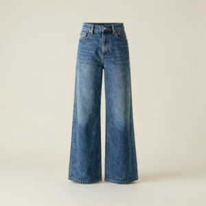 Mid-Wash Wide Leg