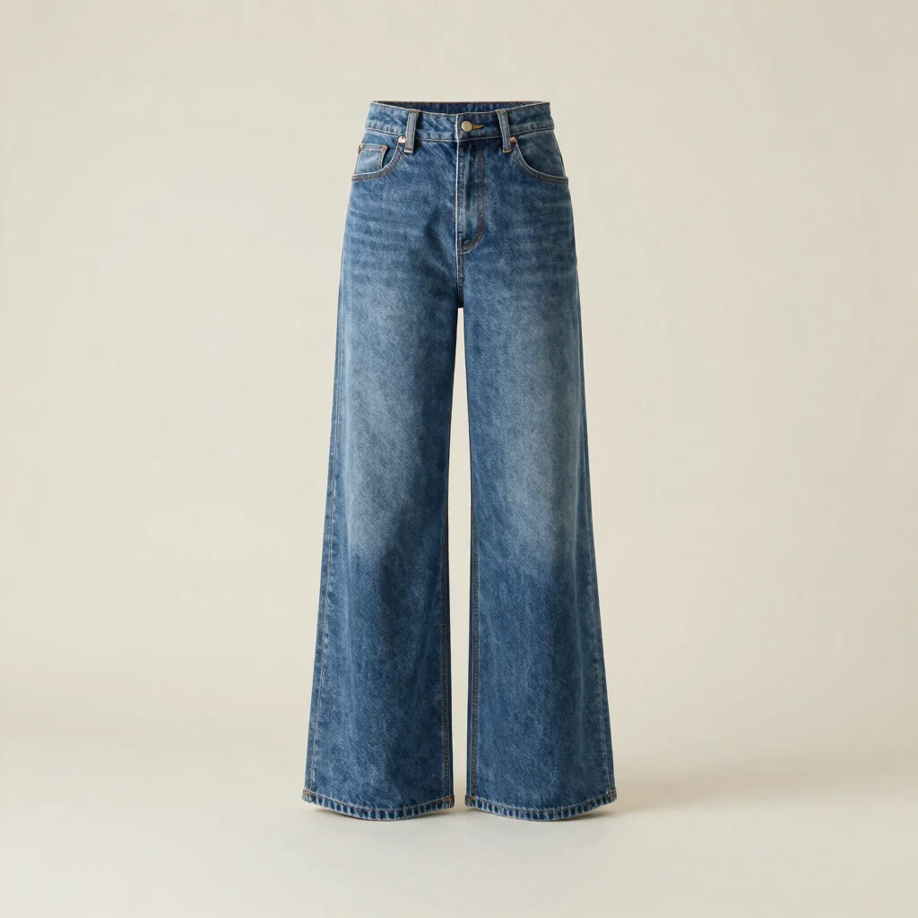 Mid-Wash Wide Leg